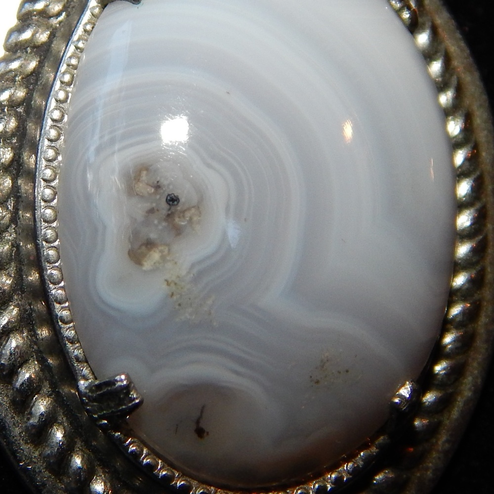 <3  Bold Grey Botswana Agate Pendant Necklace  <3 - Picture 3 of 4
